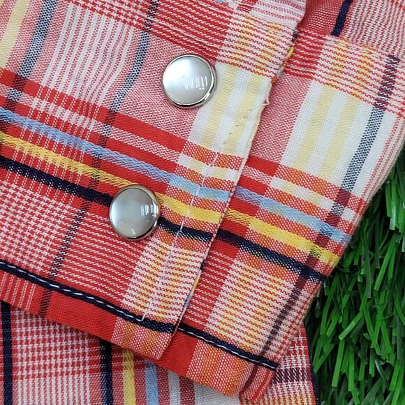 Vintage 80s Osh-Kosh Cowboy Plaid Shirt M/L 21x29 Pearl-Snap - Picture 12 of 12